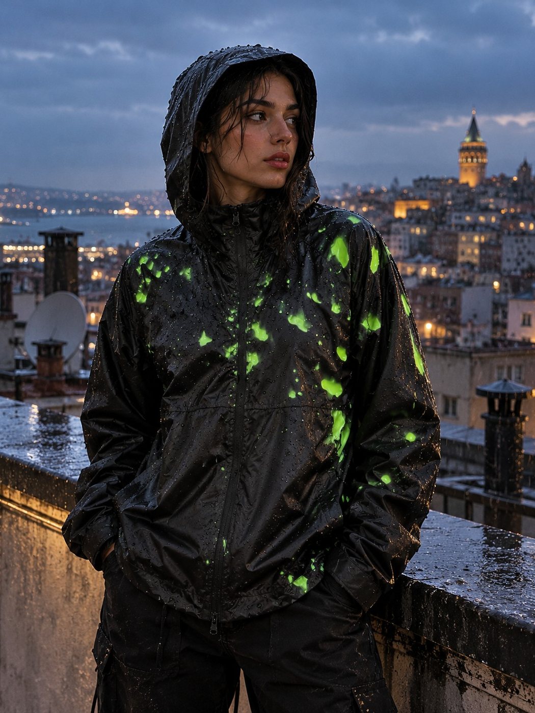 NEM Ceket ıslak, Galata çatısında
